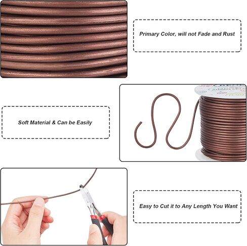 BENECREAT 12 Gauge Matte Jewelry Craft Wire 100 Feet Tarnish Resistant Aluminum Wire for Beading Sculpting Model Skeleton Making (Black, 2mm) in Saudi Arabia
