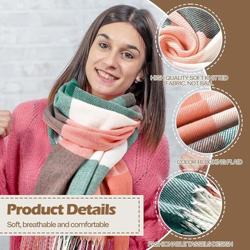 وشاح شتوي نسائي - وشاح بطانية طويل منقوش للنساء، وشاح باشمينا ناعم للطقس البارد in Kuwait