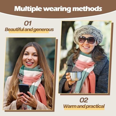 وشاح شتوي نسائي - وشاح بطانية طويل منقوش للنساء، وشاح باشمينا ناعم للطقس البارد in Kuwait