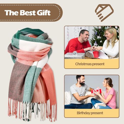 وشاح شتوي نسائي - وشاح بطانية طويل منقوش للنساء، وشاح باشمينا ناعم للطقس البارد in Kuwait