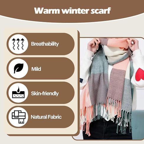 وشاح شتوي نسائي - وشاح بطانية طويل منقوش للنساء، وشاح باشمينا ناعم للطقس البارد in Kuwait