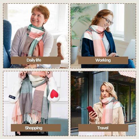وشاح شتوي نسائي - وشاح بطانية طويل منقوش للنساء، وشاح باشمينا ناعم للطقس البارد in Kuwait