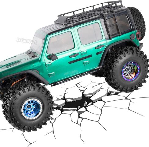 إطارات عجلات RC 2.2 لسيارة 1/10 Axia1 SCX10 SCX10 II 90046 SCX10 III TRX4 D90 RC الزاحفة، 4 قطع من الألومنيوم RC 2.2 بوصة عجلة Beadlock، تيتانيوم in Kuwait