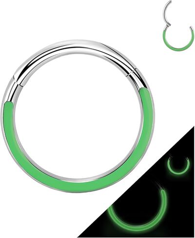 حلقات ثقب متمحورة الأطواق 16G ASTM F136 التيتانيوم سلس يتوهج في الظلام حلق الأنف ثقب المجوهرات للأنف الحاجز الغضروف الحلزون الزنمة Daith الفص الفرس هوب ثقب خواتم 1 قطعة in Saudi Arabia