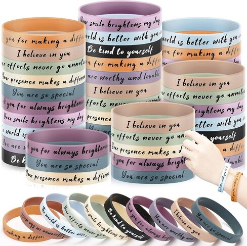 120 Pcs Motivational Silicone Bracelets Bulk Inspirational Rubber Wristbands Affirmation Bracelets Back to School Gifts from Teacher for Students Classroom Prizes,10 Style in Saudi Arabia