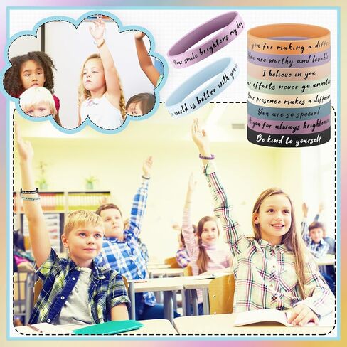 120 Pcs Motivational Silicone Bracelets Bulk Inspirational Rubber Wristbands Affirmation Bracelets Back to School Gifts from Teacher for Students Classroom Prizes,10 Style in Saudi Arabia