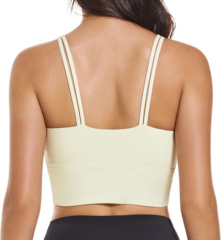 Women Strappy Spaghetti Strap Sports Bra Longline Padded Crop Bras in Saudi Arabia