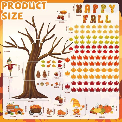 Chivertion 150 Pcs Fall Classroom Tree Bulletin Board Set Happy Fall Bulletin Board Decorations Maple Leaves Pumpkins Scarecrow Gnome Cutouts Bulletin Board Stickers for Home School Wall Decor in Saudi Arabia