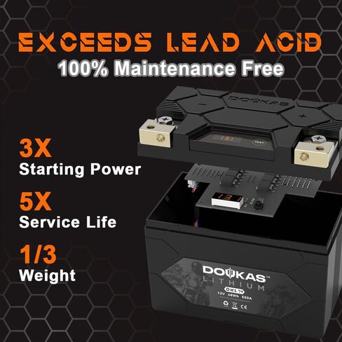 DKL14 550A LiFePO4 Motorcycle Lithium Battery, 12V 4Ah Powersports Battery, Compatible Jet Ski, Quad, Lawn Mower, ATV, UTV, Scooter, Generator Battery, Snowmobile in Saudi Arabia