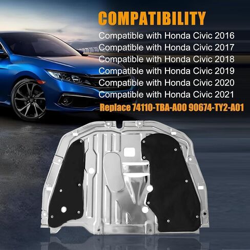 74110-TBA-A00 Engine Splash Shield Guard Under Car Shield Cover Board Compatible with Honda Civic 2016 2017 2018 2019 2020 2021 Replace 74110-TBA-A00 90674-TY2-A01 in Saudi Arabia