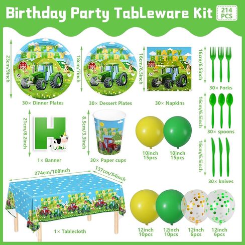 Tractor Birthday Party Supplies Tractor Party Plates Napkins Disposable Tractor Cup Tablecloth Tableware Set Birthday Banner 232pcs Boys Tractor Farm Birthday Party Decorations 24 Serve in Kuwait