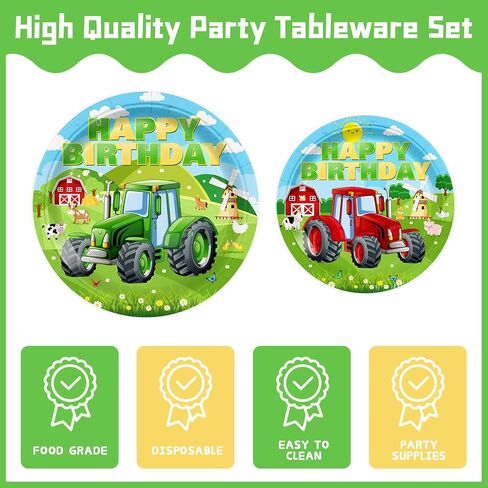 Tractor Birthday Party Supplies Tractor Party Plates Napkins Disposable Tractor Cup Tablecloth Tableware Set Birthday Banner 232pcs Boys Tractor Farm Birthday Party Decorations 24 Serve in Kuwait