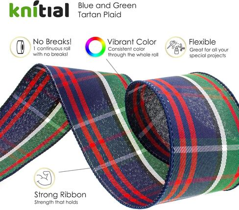 Tartan Plaid Ribbon 2-1/2" x 25 Yards Black Watch Ribbon with Wired Edges for Gift Wrapping, Crafts, and Decorations in Kuwait