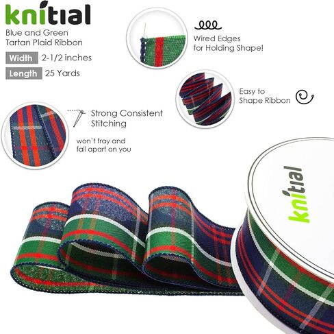 Tartan Plaid Ribbon 2-1/2" x 25 Yards Black Watch Ribbon with Wired Edges for Gift Wrapping, Crafts, and Decorations in Kuwait