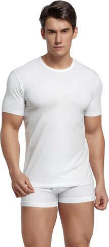Mens Cotton Stretch Crew Neck Undershirts T-Shirt Fitted 2-PK in Saudi Arabia
