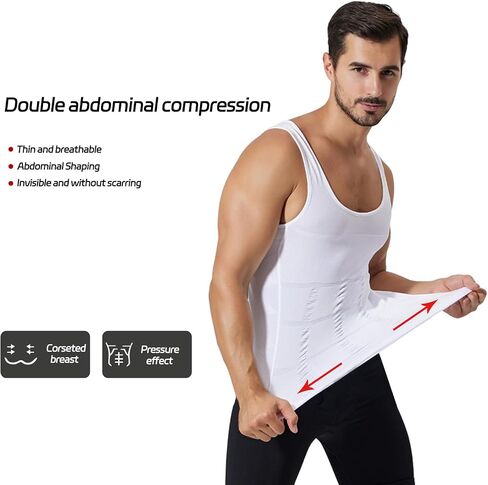 Men's Compression Shirt Shapewear Slimming Tank Top Abdomen Undershirt Slim Body Shaper Vest. in Saudi Arabia