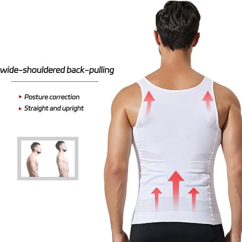 Men's Compression Shirt Shapewear Slimming Tank Top Abdomen Undershirt Slim Body Shaper Vest. in Saudi Arabia