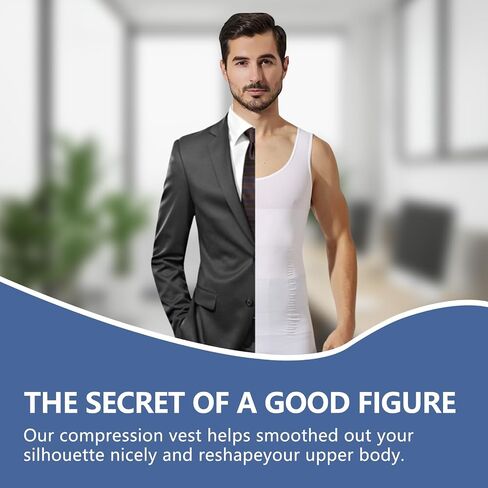 Men's Compression Shirt Shapewear Slimming Tank Top Abdomen Undershirt Slim Body Shaper Vest. in Saudi Arabia