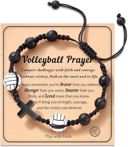 أساور الكرة الطائرة HGDEER ​​وسوار ساحر على شكل قلب من الحجر الطبيعي للفتيات من عائلة الأم والأب والأصدقاء in Kuwait