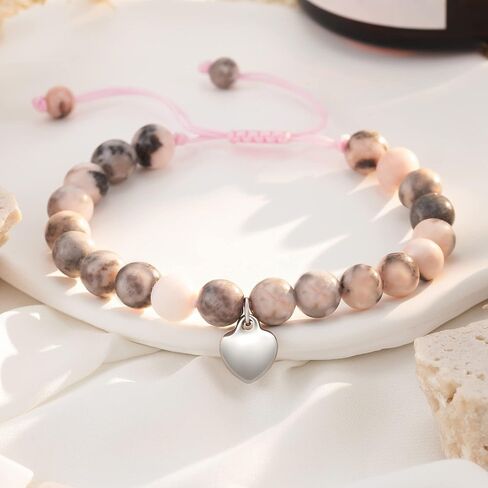 أساور الكرة الطائرة HGDEER ​​وسوار ساحر على شكل قلب من الحجر الطبيعي للفتيات من عائلة الأم والأب والأصدقاء in Kuwait