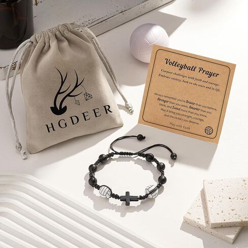 أساور الكرة الطائرة HGDEER ​​وسوار ساحر على شكل قلب من الحجر الطبيعي للفتيات من عائلة الأم والأب والأصدقاء in Kuwait