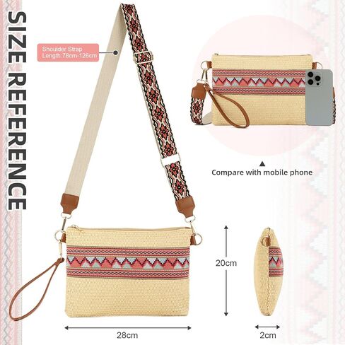 KUANG! Straw Bag for Women Handwoven Clutch Purses Slim Wallet National Style Wristlet Purse Summer Beach Shoulder Bag in Saudi Arabia