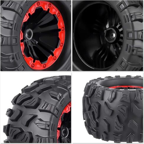 مجموعة عجلات وإطارات شاحنة Hex RC مسبقة اللصق 12 مم كاملة لأنظمة 1/10 Traxxas Hoss 4x4 Stampede 2wd VXL Redcat Volcano EPX Pro 2s 3s 4s Lipo بدون فرش in Saudi Arabia