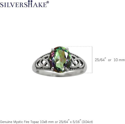 Silvershake 10x8 مللي متر شكل بيضاوي الأحجار الكريمة 925 فضة Triquetra سلتيك عقدة خاتم سوليتير للنساء in Saudi Arabia