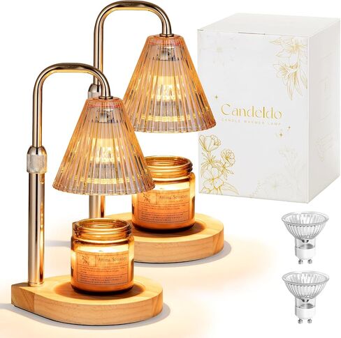 Candle Warmer Lamp with Timer: 2 Pack Candle Warmers with 4 Bulbs Height Adjustable Candle Lamps Dimmable Wax Melt Warmer Home Bedroom Office Decor Mothers Day Mom Gift for Women in Saudi Arabia