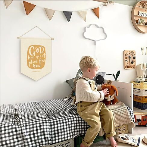 Christian Bible Banner, Sunday School Decorations for Classroom, Christian Nursery Decor, Inspirational Religious Wall Hanging Pennant Flag Banner Decor for Kids Room Preschool Classroom in Kuwait
