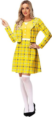 أزياء الهالوين النسائية شير أصفر جاهل منقوشة فساتين طويلة الأكمام لطيف M in Kuwait