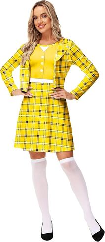 أزياء الهالوين النسائية شير أصفر جاهل منقوشة فساتين طويلة الأكمام لطيف M in Kuwait