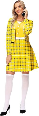 أزياء الهالوين النسائية شير أصفر جاهل منقوشة فساتين طويلة الأكمام لطيف M in Kuwait