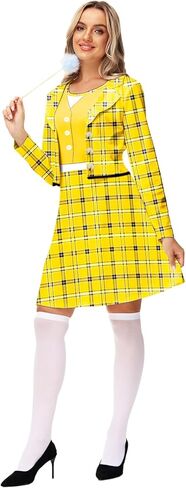 أزياء الهالوين النسائية شير أصفر جاهل منقوشة فساتين طويلة الأكمام لطيف M in Kuwait