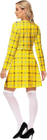 أزياء الهالوين النسائية شير أصفر جاهل منقوشة فساتين طويلة الأكمام لطيف M in Kuwait