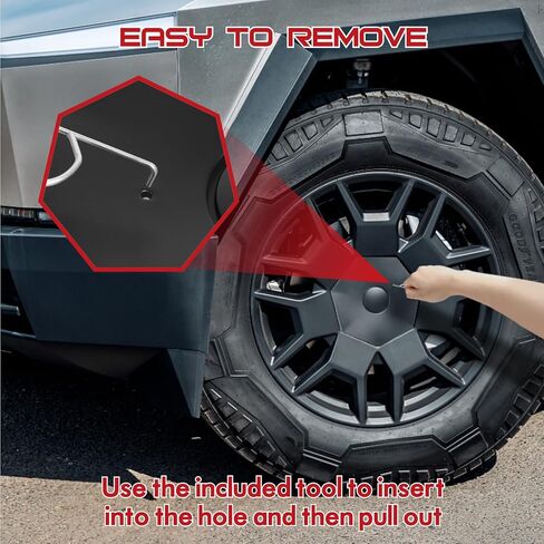 EPAPHRAS غطاء قبعات محور العجلة المركزي لـ Cybertruck 2024 2023 أغطية العجلات تغطية كاملة لملحقات Cybertruck، 4 عبوات in Kuwait