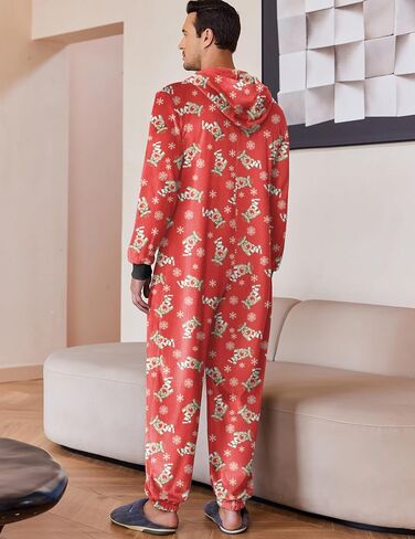 Ekouaer Mens Onesie Pajamas One Piece Christmas Pajama Set Zipper Up Onesie Pajama Sleepwear S-XXL in Saudi Arabia