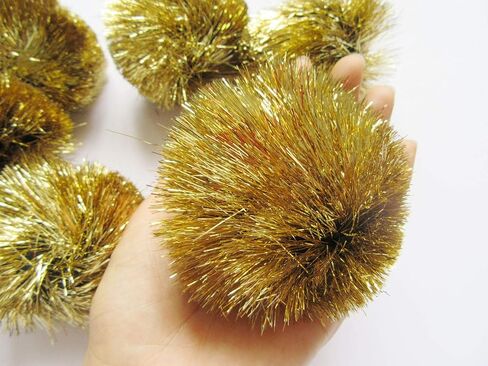 10 قطع من كرات جامبو من YYCRAFT كرات لامعة واسعة بهرج بوم بومس من أجل الأعمال اليدوية/ديكور الحفلات/ألعاب القطط - ذهبي 10.16 سم in Kuwait