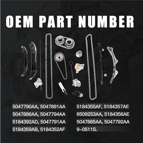 مجموعة سلسلة التوقيت 5184352AF متوافقة مع R-a-m 1500 ProMaster 1500 2500 3500 متوافقة مع Chry-s-ler 200 300 Grand Cherokee 3.6L 2011-2016 5047790AA 5047891AA 6509253AA in Kuwait