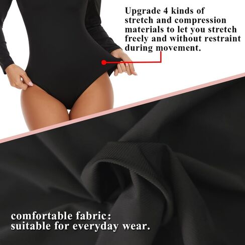 SEXYWG Long Sleeve Bodysuits for Women Crew Neck Basic Thong Bodysuit Tummy Control Shirts Tops in Saudi Arabia