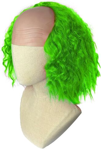 Green Wig with Bald Cap Clown Short Curly Afro Wig Green Ombre Wavy Wig Party Cosplay Costume Wigs Halloween Men Women (Green Wig) in Saudi Arabia