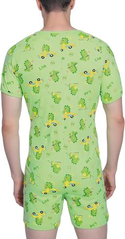 Men's Short Sleeve Romper Crotch Shirt Bodysuit One Piece Pajamas in Kuwait