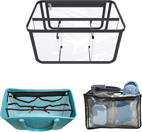 إدراج حقيبة مقاومة للماء لحقيبة Bogg XL، إدراج سحاب الحقيبة المقسمة لحقائب الشاطئ، حقيبة تخزين إدراج أكياس داخلية مع 5 جيوب، تنظيم حقيبتك وتقسيم المساحة، أسود in Kuwait