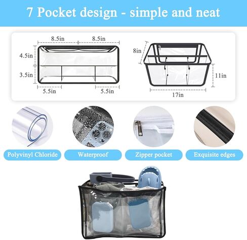 إدراج حقيبة مقاومة للماء لحقيبة Bogg XL، إدراج سحاب الحقيبة المقسمة لحقائب الشاطئ، حقيبة تخزين إدراج أكياس داخلية مع 5 جيوب، تنظيم حقيبتك وتقسيم المساحة، أسود in Kuwait