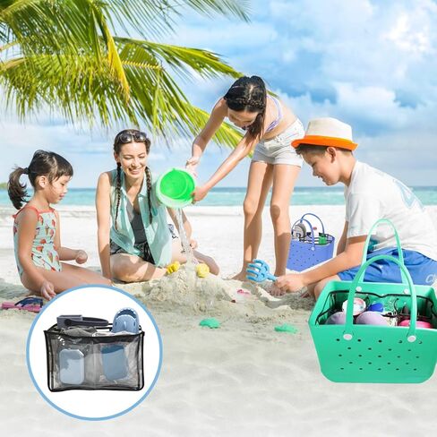 إدراج حقيبة مقاومة للماء لحقيبة Bogg XL، إدراج سحاب الحقيبة المقسمة لحقائب الشاطئ، حقيبة تخزين إدراج أكياس داخلية مع 5 جيوب، تنظيم حقيبتك وتقسيم المساحة، أسود in Kuwait