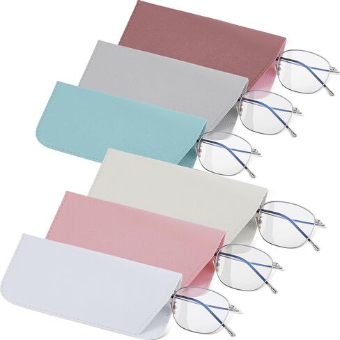 6 Pcs Soft Leather Glasses Case Glasses Pouch Soft Glasses Case Leather Eyeglass Case Sunglasses Case 7x3 Inch Eye Glass Case Sunglasses Pouch Portable Sunglass Case for Men and Women（6 Colors） in Saudi Arabia