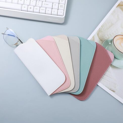 6 Pcs Soft Leather Glasses Case Glasses Pouch Soft Glasses Case Leather Eyeglass Case Sunglasses Case 7x3 Inch Eye Glass Case Sunglasses Pouch Portable Sunglass Case for Men and Women（6 Colors） in Saudi Arabia