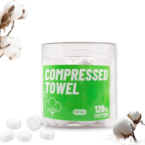 Compressed Towels Portable Disposable Compressed Cotton Coin Tissue Towel for Travel, Camping, Hiking, Sport, Beauty Salon, Home Hand Wipes 100Pcs in Saudi Arabia