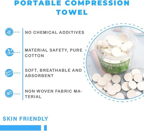Compressed Towels Portable Disposable Compressed Cotton Coin Tissue Towel for Travel, Camping, Hiking, Sport, Beauty Salon, Home Hand Wipes 100Pcs in Saudi Arabia
