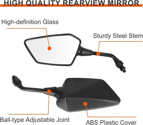 مرايا ATV مرايا جانبية للرؤية الخلفية للدراجة النارية مع مسامير ملولبة M8 M10، مرايا الرؤية الخلفية للدراجة النارية متوافقة مع الدراجة والسكوتر وATV وUTV والدراجة الترابية والمزيد in Kuwait